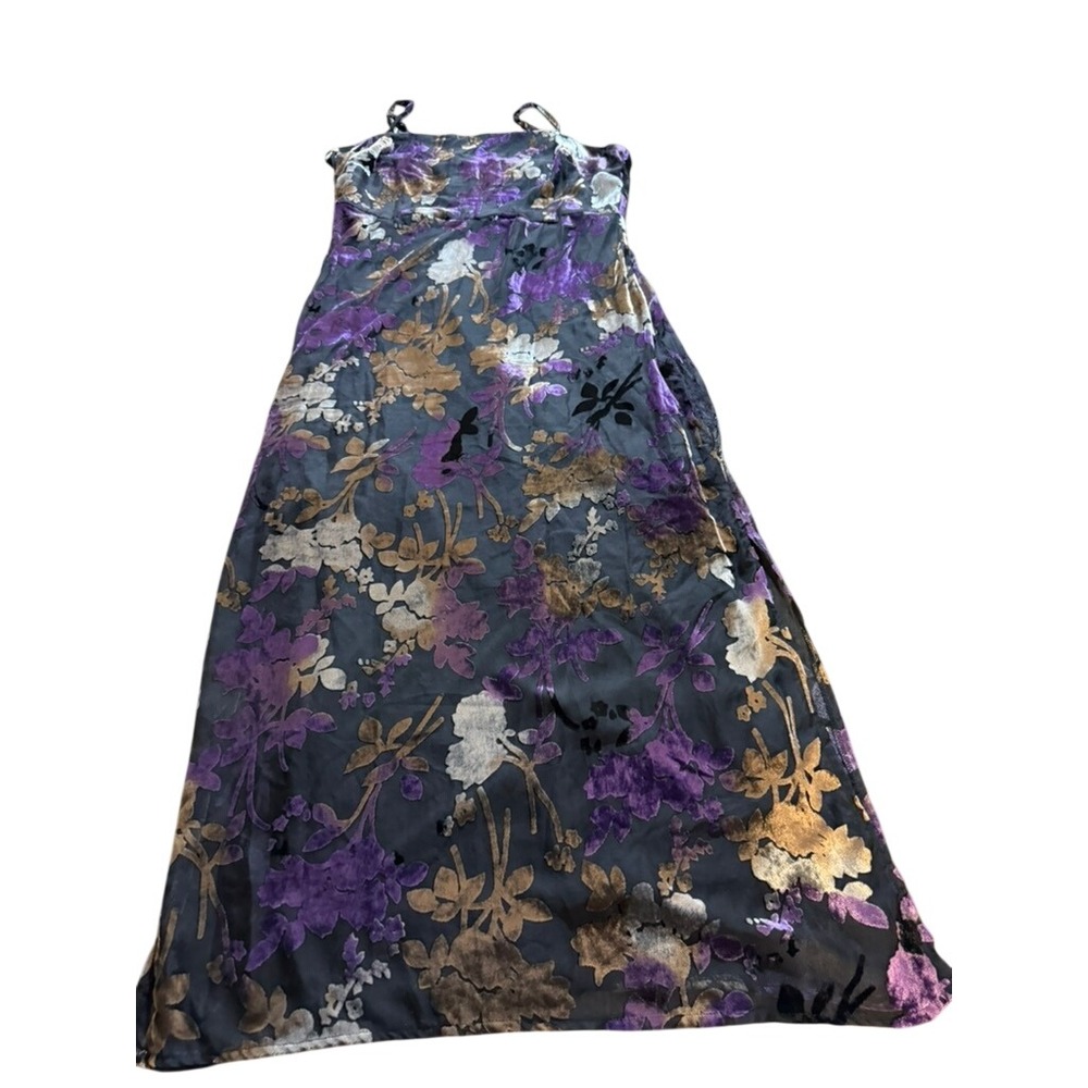 Taylor Burnout Floral Velvet Maxi Dress Purple Gold 12 Woodland Fairy Whimsygoth